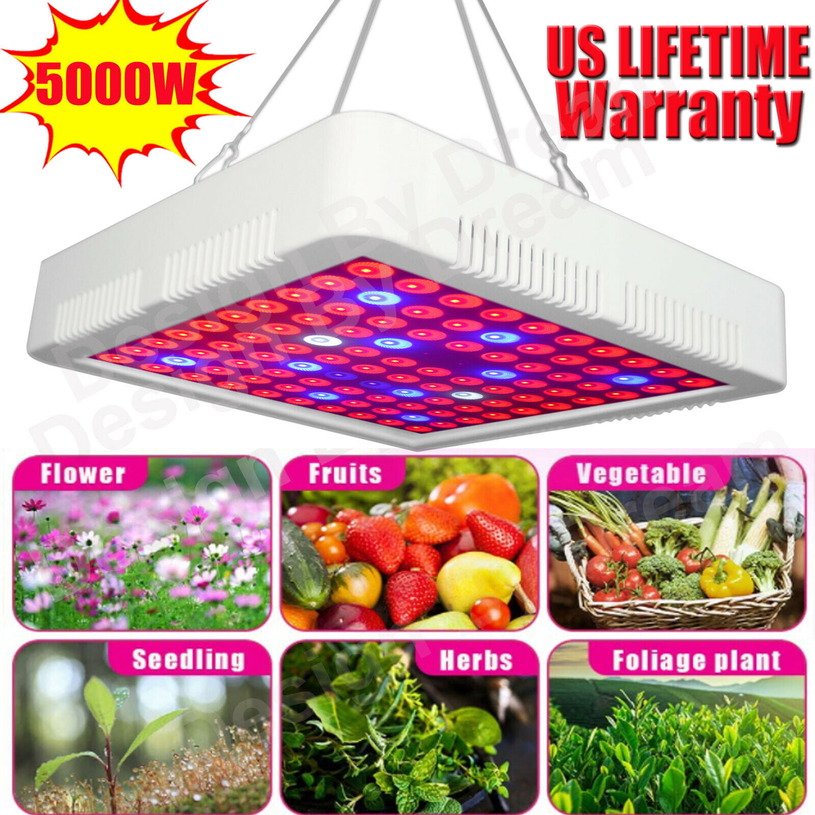 Details about   5000W LED Grow Light Hydroponic Full Spectrum Indoor Veg Flower Plant Lamp ZY 