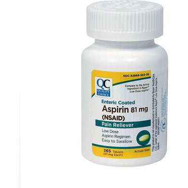Quality Choice Enteric Coated Lo-Dose Aspirin 81mg. Tablet 365 Count, Boxes (Pack of 3)