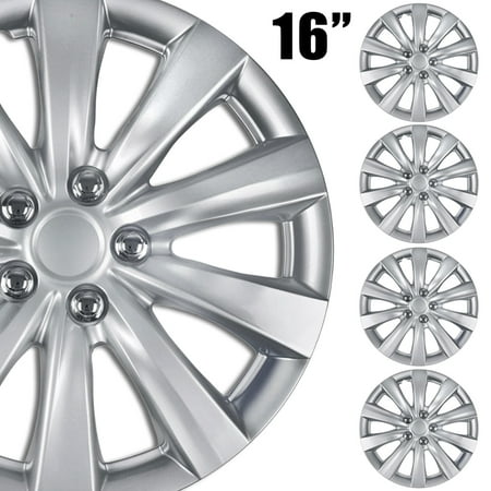 (4-Pack) BDK Premium Hubcaps 16 Wheel Rim Cover Hub Caps OEM Style Replacement Snap On Car Truck SUV - 16 Inch Set