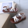 thumbnail image 6 of TOWED22 Girls Strap Sandals Open Toe Outdoor Flats with Hook and Loop Kid Summer Shoes for Girls（Silver,12.5）, 6 of 9