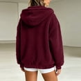 thumbnail image 4 of PRINxy Women's Cozy Sherpa Long Sleeve Hooded Full Zip Jacket with Drawstring and Side Pockets for Fall Winter Casual Wine XL, 4 of 7