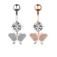 thumbnail image 3 of Racing Butterfly Stainless Steel Butterfly Crystal Curvy Belly Navel Ring Piercing Body Jewelry, 3 of 8