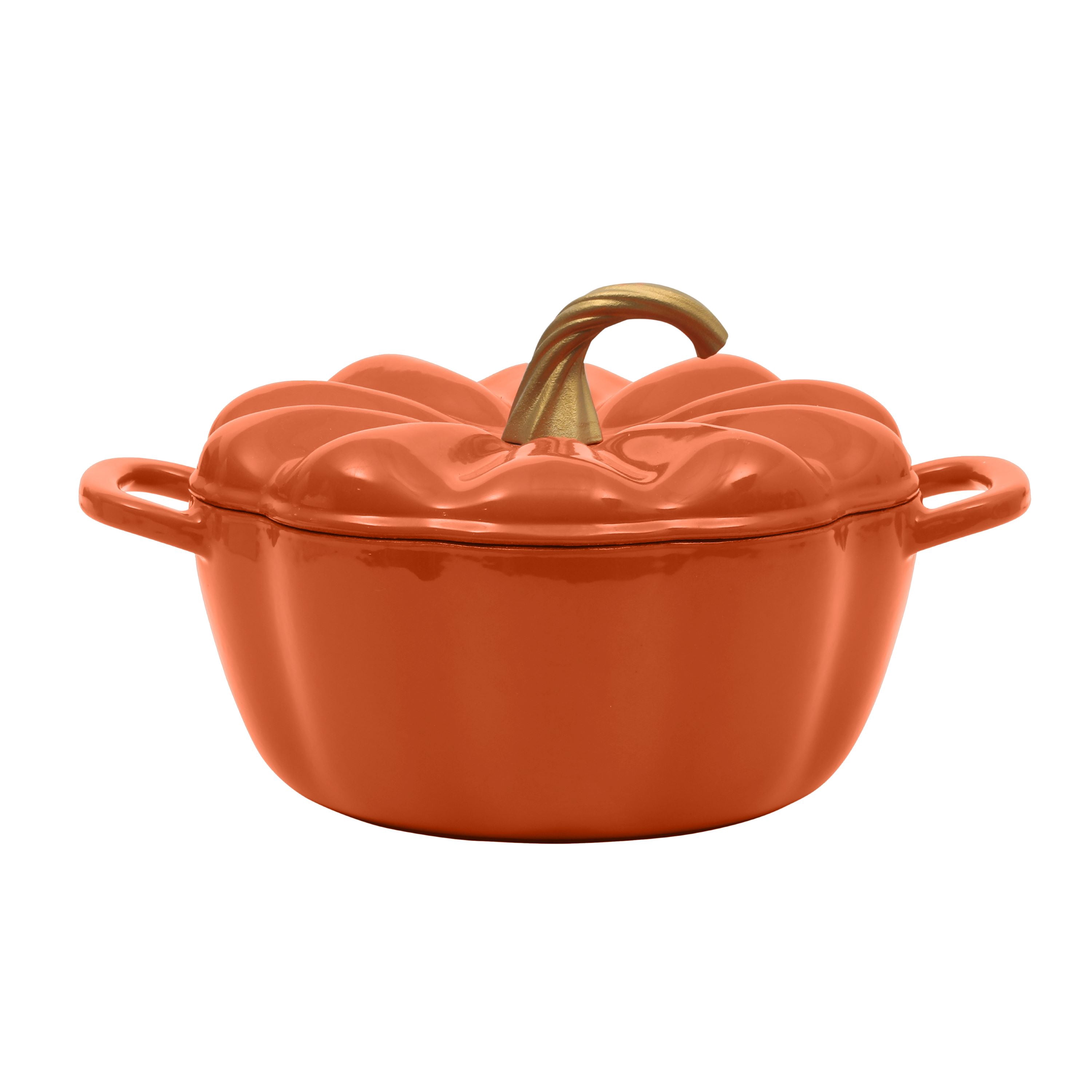 The Pioneer Woman 3.5-Quart Pumpkin Enameled Cast Iron Dutch Oven, Orange