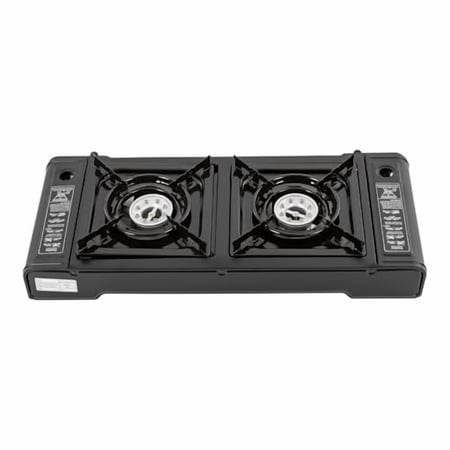 2-Burner Portable Camping Stove Double Burner Butane Stove Butane Camping Stove Kit with Carrying Case Outdoor Travel Camp Stove for Camping BBQ Home