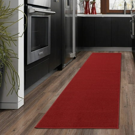 Ottomanson Ottohome Collection Solid Hallway Wedding Aisle & Kitchen Area Rugs and Runners with Non-Skid (Non-Slip) Rubber Backing