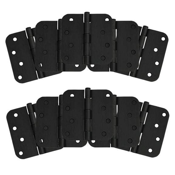 Design House 10-Pack Heavy Duty Steel 4" x 4" Interior Door Hinges with 5/8" Radius, Matte Black