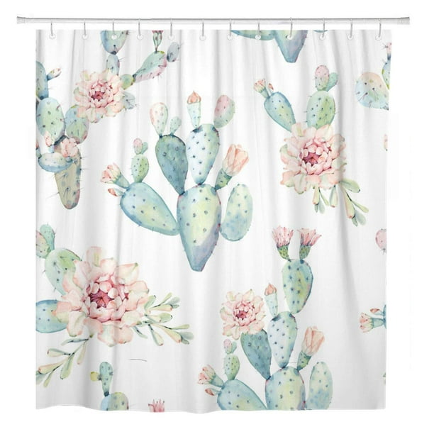 Cynlon Flower Watercolor Saguaro Cactus It Perfect Succulent West Arizona Bathroom Decor Bath Shower Curtain 60x72 Inch Walmart Com Walmart Com