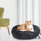 thumbnail image 2 of Cama redonda suave y cálida de felpa para mascotas pequeñas, perros y gatos, alfombrilla antideslizante, cojín cómodo para el invierno (gris oscuro XS), 2 of 10