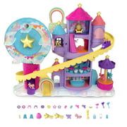 Polly Pocket Rainbow Funland Theme Park Playset, 3 Rides, 7 Play Area s, 2 Dolls, 2 Unicorns & 25 Surprises (30 Total Pieces)