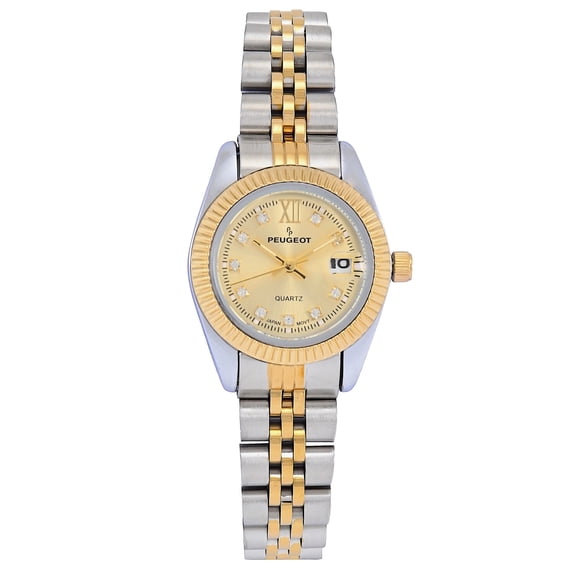 Peugeot Women's Two-Tone 25mm Fluted Bezel Steel Bracelet Watch