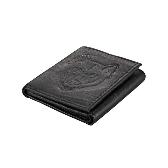 Genuine Leather Animal Embossed Wallets, Crafted with 100% Genuine Leather, Accessories - Wolf Design, Measures 4 3/4" Long x 3 1/2" Wide