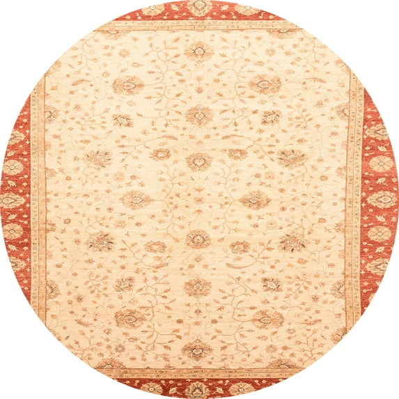 Ahgly Company Indoor Round Abstract Sun Yellow Oriental Area Rugs, 6' Round