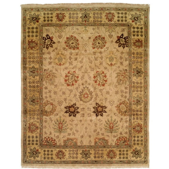 Kalaty Oushak Area Rug OU-403 Traditional Beige Geometric, Beige, 4' x 6'