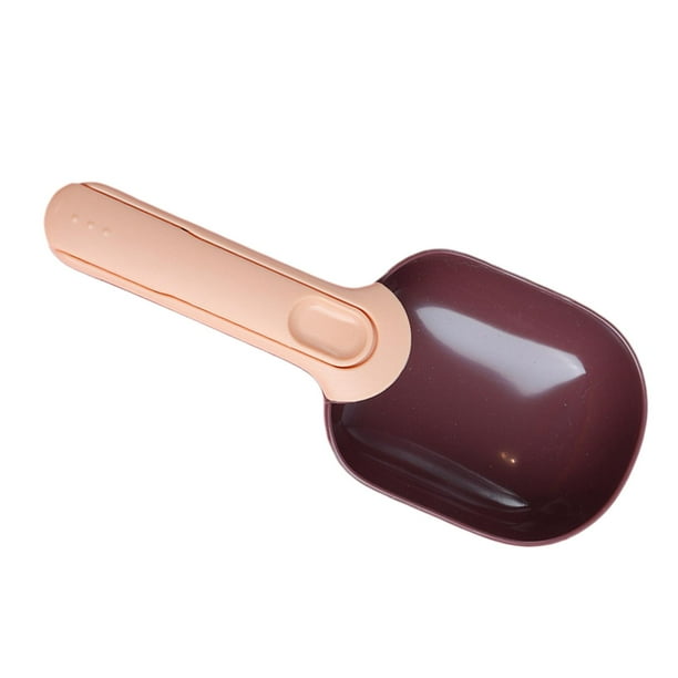 Pala medidora para gatos, cuchara electrónica precisa para comida de gatos, snacks, para mascotas, para el hogar y perros. Rosa Marrón