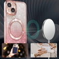 thumbnail image 3 of for iPhone 15 Magnetic Gardient Glitter Case, Plating Bling Cute Case Compatible with MagSafe for Women Girls Full Camera Protector Back Cover for iPhone 15 6.1 Inch Pink, 3 of 14