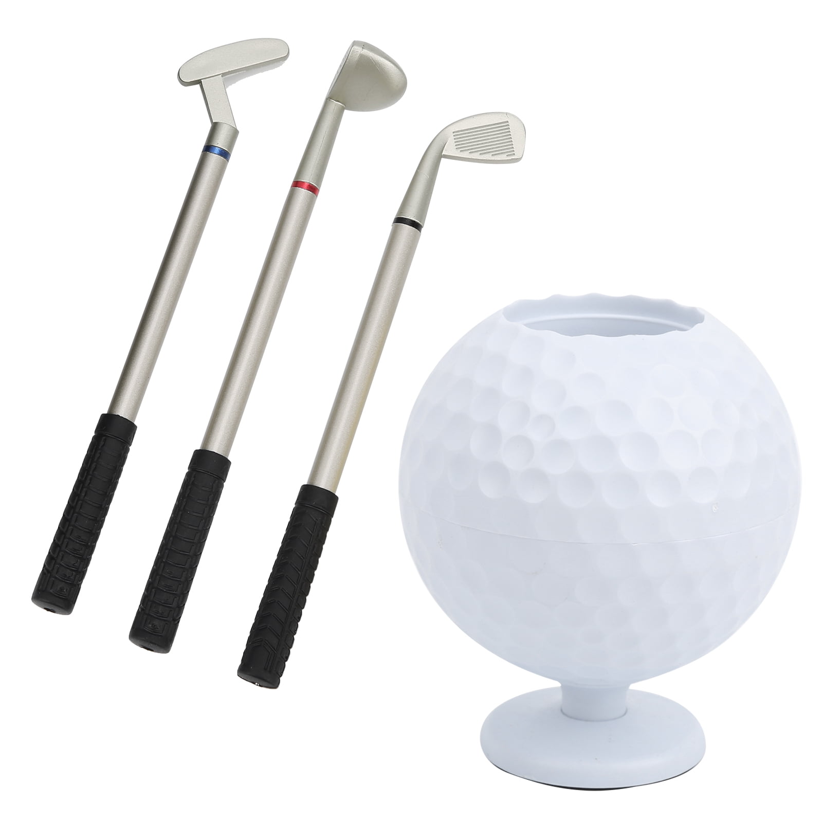 Ecoyyzn Golf Ball Model Pen Holder,Mini Desktop Golf Ball Pen Holder With 3 Golf Pens Plastic