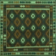 thumbnail image 1 of Ahgly Company Machine Washable Indoor Square Oriental Turquoise Blue Traditional Area Rugs, 8' Square, 1 of 4