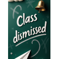 thumbnail image 4 of Chalkboard Style Class Dismissed Banner with Clouds Paper Plane and Bell Backdrop Party Decorations for School Events Graduation Celebrations End of Semester Parties and Classroom Decor, 4 of 4