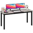 thumbnail image 2 of Bingirl Elevate Your Dining Experience: 63-Inch Wooden Rectangular Table with Durable Metal Legs, Perfect for Large Family Gatherings - Black & Gray Finish, 2 of 7