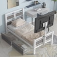 thumbnail image 3 of Twin Metal Platform Bed Frame with Rotatable TV Stand, Metal Platform Bed Frame with 2 Storage Drawers and Rotatable TV Stand for Bedroom, No Box Spring Needed (White), 3 of 9