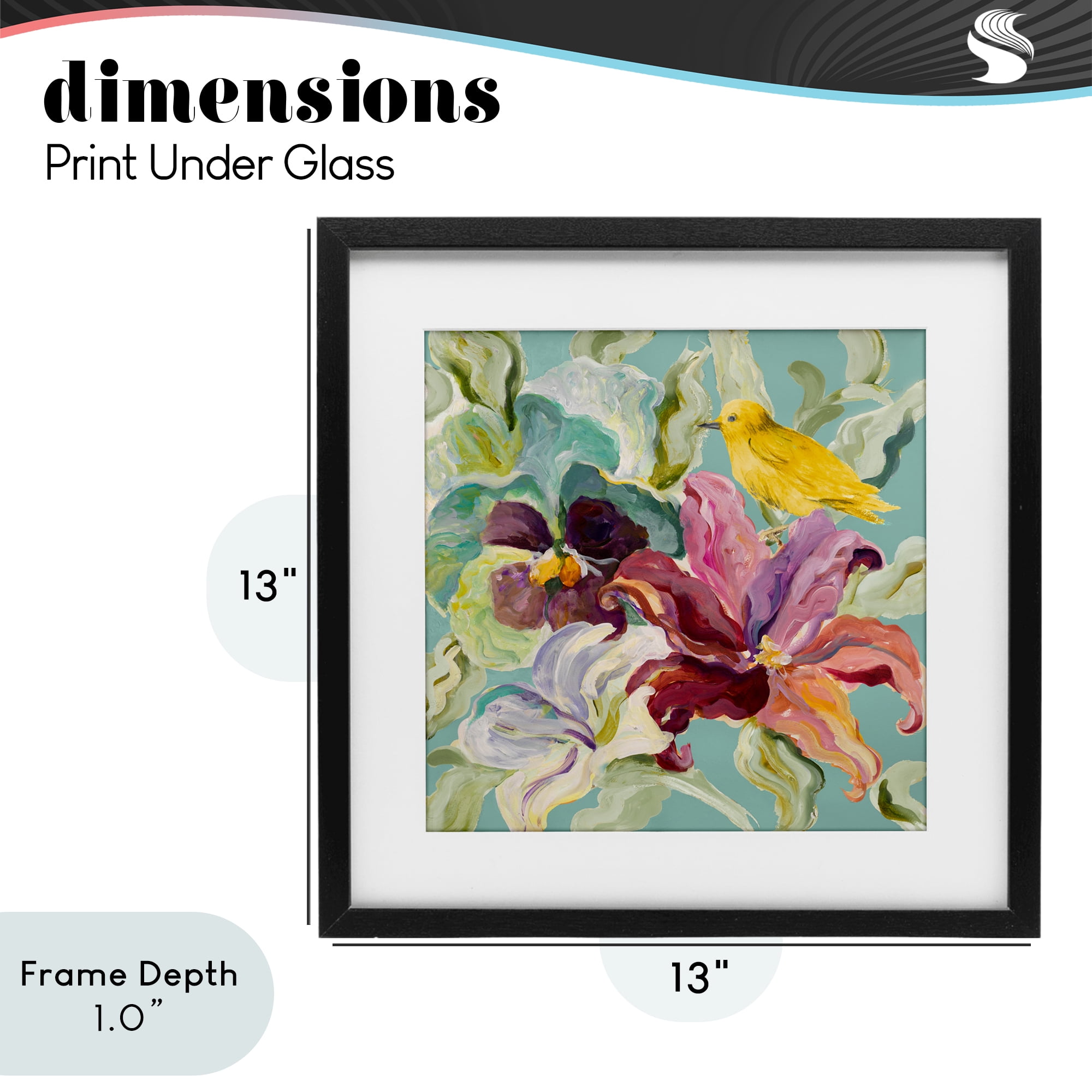 Stupell Industries Lyrical Garden Canary Black Framed Print Under Glass, design by Lanie Loreth
