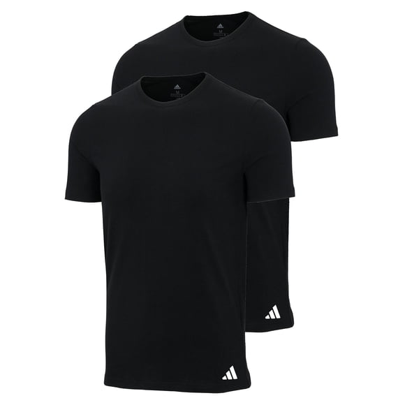 adidas Men T-Shirt, 2-pack - Crew Neck Shirt, Active Flex Cotton, solid colour Black L (Large)
