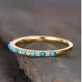 thumbnail image 3 of Turquoise Wedding Band Half Eternity Stackable Ring Dainty 925 Sterling Silver Yellow Gold Plated Gemstone Jewelry For Women Gift, 3 of 5