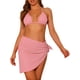thumbnail image 1 of Conjuntos de bikini de 3 piezas para mujer, con halter, malla hueca y pareo, falda de playa, traje de baño grande en color rosa, 1 of 5