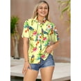 thumbnail image 3 of LA LEELA Women's Casual Beach Short Sleeve Blouse Shirt Blouses Button Down Dress Tops Tee Hawaiian Shirts for Women XXL Surf Boat Floral, Cream, 3 of 5