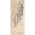thumbnail image 2 of Henri Lehmann 8x14 Black Ornate Wood Framed Double Matted Museum Art Print Titled: Back View of a Draped Male Figure Holding a Staff (1859), 2 of 5