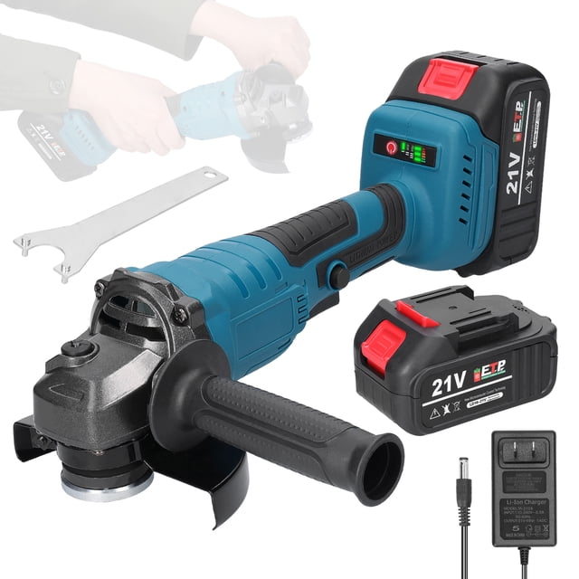 21V 125mm M14 Angle Grinder Brushless Motor Multifunctional Lithium Cutting Machine Utility Power Tool for Cutting Polishing Ceramic Tile Wood Stone Steel