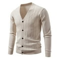 thumbnail image 7 of Nmnitkp Men's Cardigan Sweater Wool Blend Cable Knit V Neck Buttons Cardigan with Pockets Beige,2XL, 7 of 7
