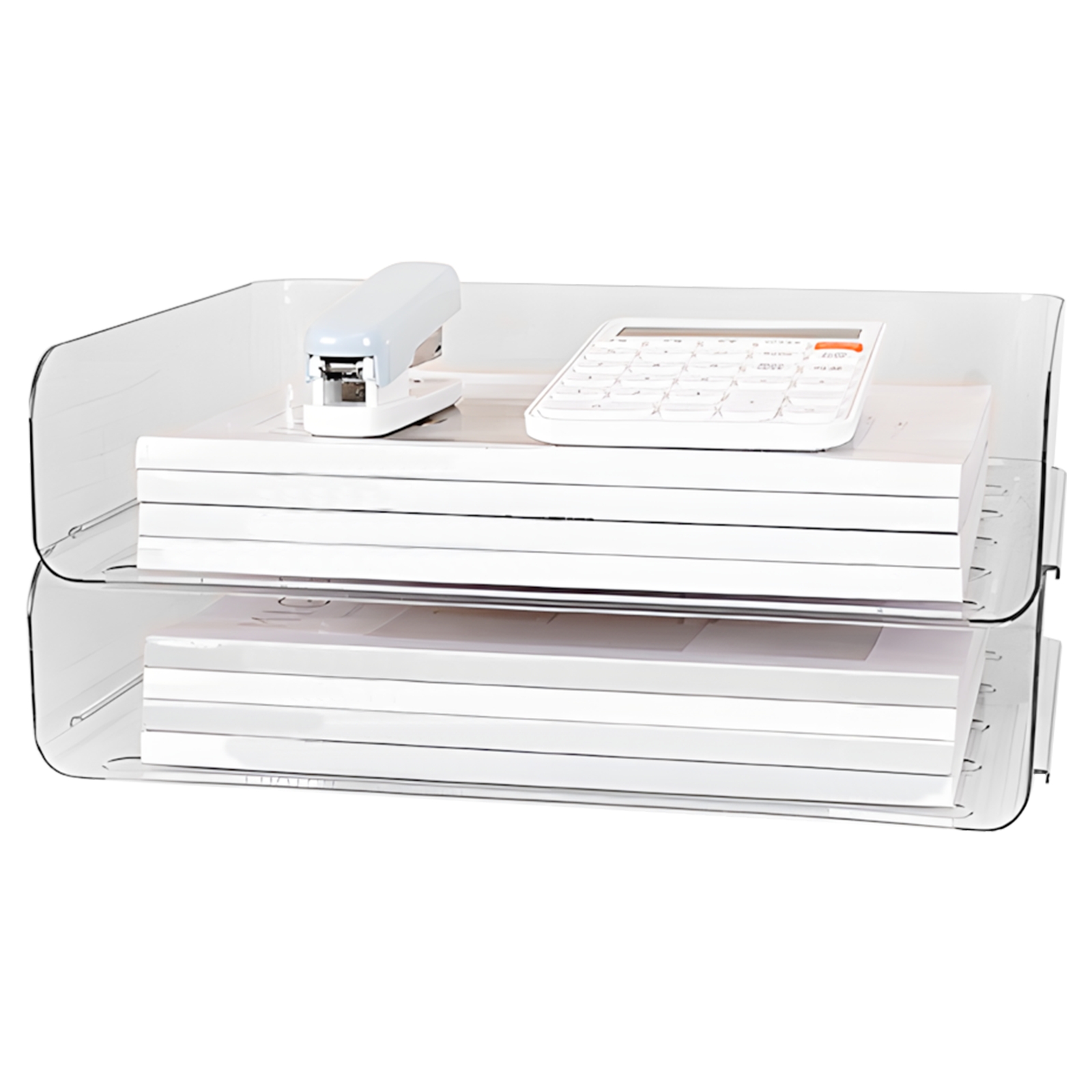 Paper Tray Organizer for Desk, 2-Tier Desktop Organizer, Transparent Acrylic Office Supplies Holder, Ideal for Office or Home Use, Organize Files, Books, and Small Items