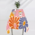 thumbnail image 6 of Hippie Floral Tablecloth, 1970s Retro Orange Pink Blue Flower Boho Groovy Daisy Flowers Aesthetic Print Table Cover for Party Picnic Dining Room Kitchen 60x84inch, 6 of 6