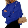 thumbnail image 5 of Xyxonk Womens Sweatshirt Lightweight Drop Shoulder Pullover Tops Fall V Neck Long Sleeve Sweatshirts with Pocket Solid Color Outfits,Royal Blue L, 5 of 6