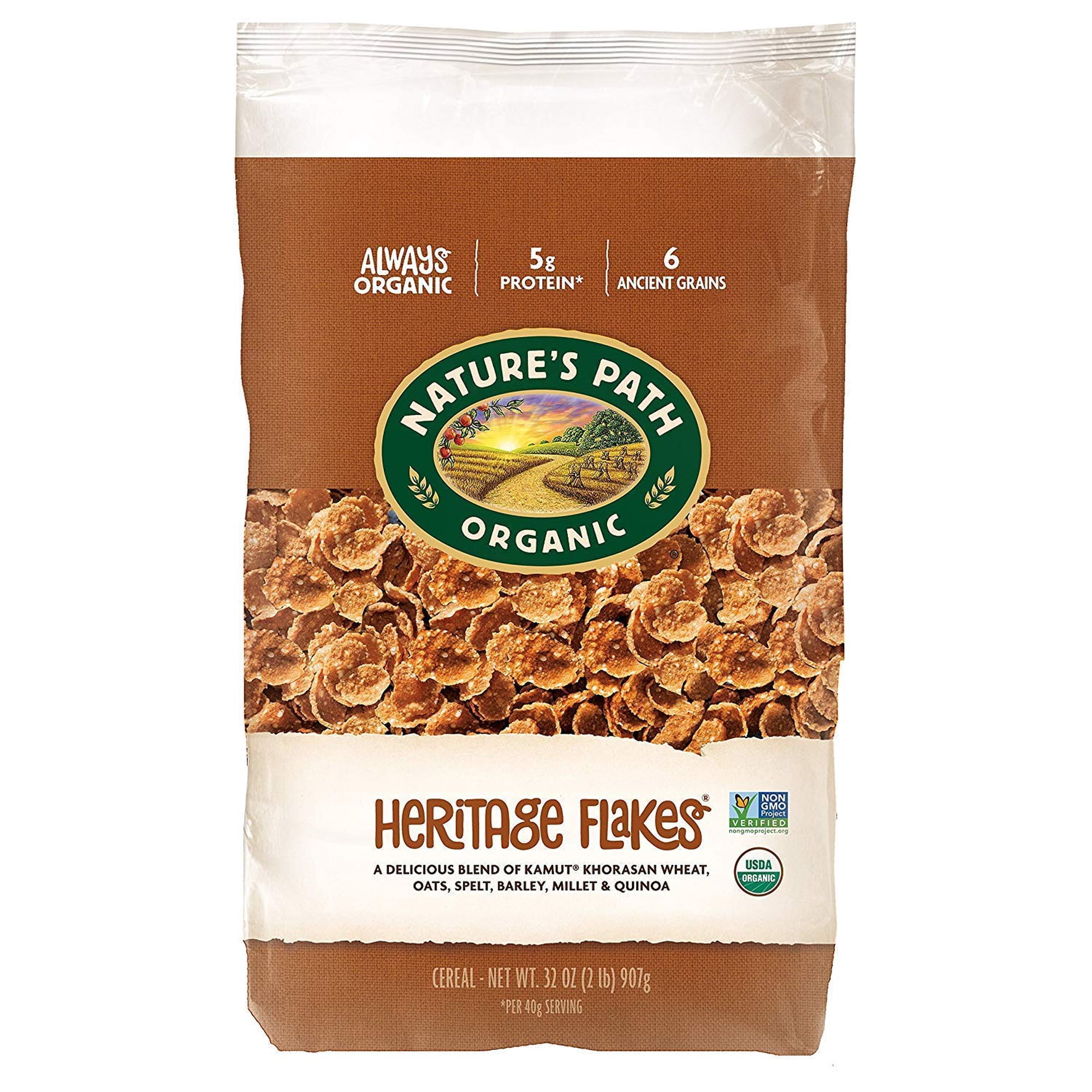 Nature's Path Organic Heritage Whole Grain Flake Cereal 32 oz Pack of 2