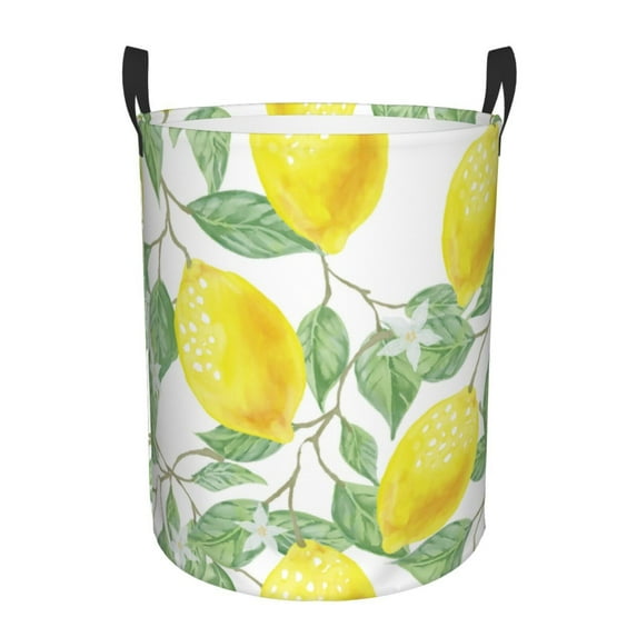 XMXT Collapsible Laundry Basket, Fruit Lemon Art Pattern Waterproof Laundry Hamper, 40L Multicolor