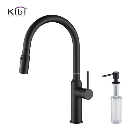 Kibi Hilo Single Handle Pull Down Kitchen Sink Faucet with Soap Dispenser