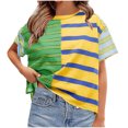 thumbnail image 2 of BVOFAR Women's Summer Striped Shirts Casual Color Block Short Sleeve Tops Loose Fit Round Neck Tees 2025, 2 of 8