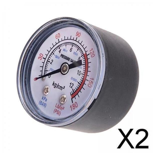 2x Manómetro, Escala Doble, Estable, Montaje Inferior NPT de 1/8", Fácil de Leer, Pantalla de 1,63 Pulgadas, Manómetro de Compresor de Aire para 2 piezas