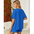 thumbnail image 3 of Ekouaer Women's 2 Piece Pajama Sets Short Sleeve Lounge Sets Soft Round Neck Top and Shorts Sleepwear, 3 of 7