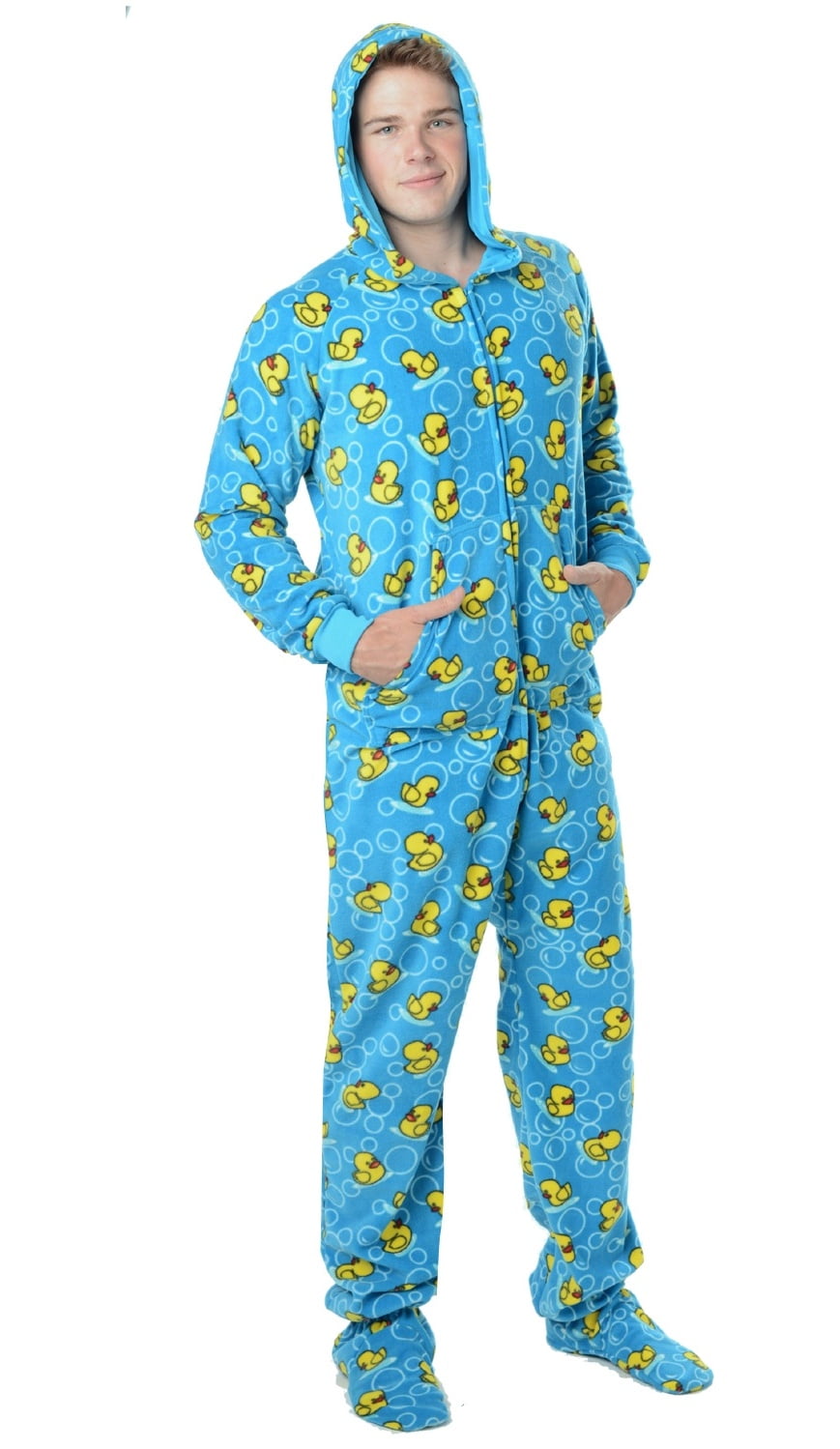Footed Pajamas - Footed Pajamas - Splish Splash Blue Adult Hoodie ...