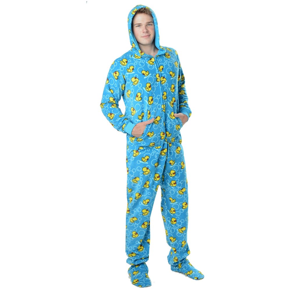 Footed Pajamas Footed Pajamas Splish Splash Blue Adult Hoodie