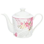 Bone China Teapot Floral Teapot 1.15-qt. (1.1 L) Rose Garden Tea Pot Tea Brewer for Tea or Coffee Tea Kettle Kitchen Tea Pot