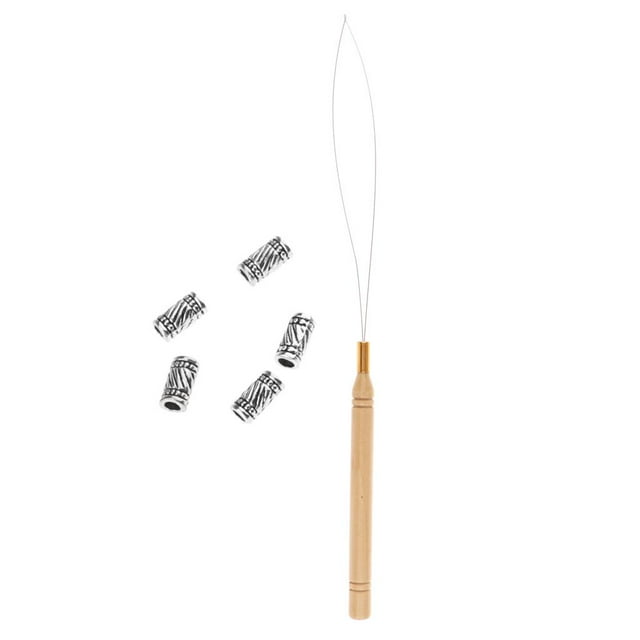HILABEE 5 Pcs Perles de Tresse pour Dreadlocks Décoration de Barbe + Outil de Crochet de Traction, 03
