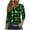 Green, variant on Feancey V Neck Christmas Tops for Women Plaid Print Henley Shirts Dressy Casual 3/4 Sleeve Blouse Button Up T-Shirt Xmas Gifts Green M