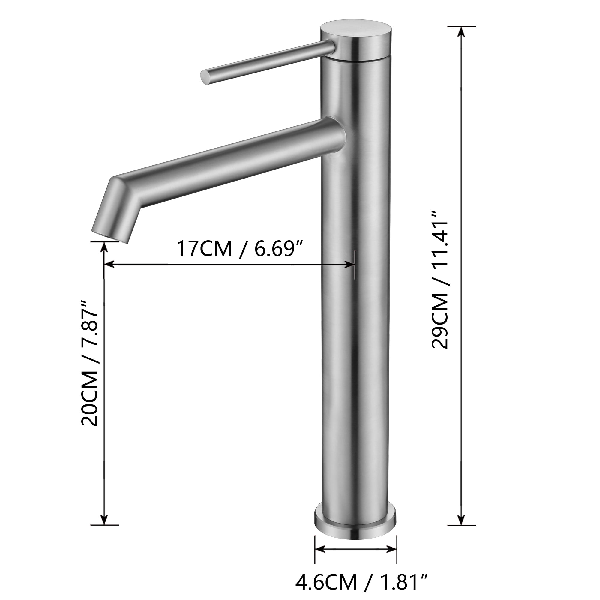 UMANYI Tall Bathroom Vessel Sink Faucets for Sink 1 Hole Single Hole Single Handle Stainless Steel Brushed Nickel Vanity Vessel Faucet with Lines