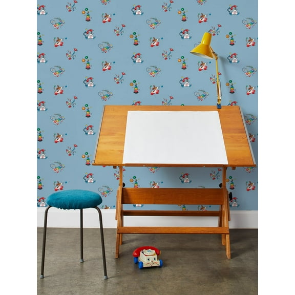 Animated Toys Removable Vinyl Wallpaper By Fisher-Price - Denim