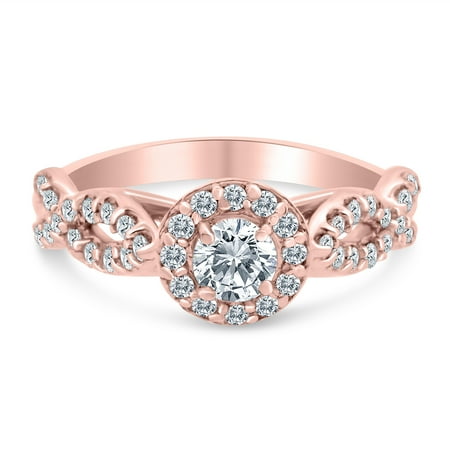 3/4ctw Diamond Infinity Engagement Ring in 10k Rose Gold