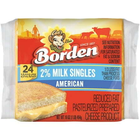 Borden 2% Milk American Cheese Slices, 16 ct